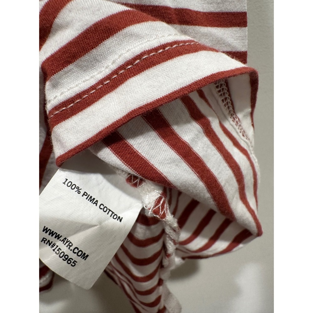 AYR Red White Striped Pima Cotton Sleeveless Muscle Tee Shirt Women L - Picture 3 of 5